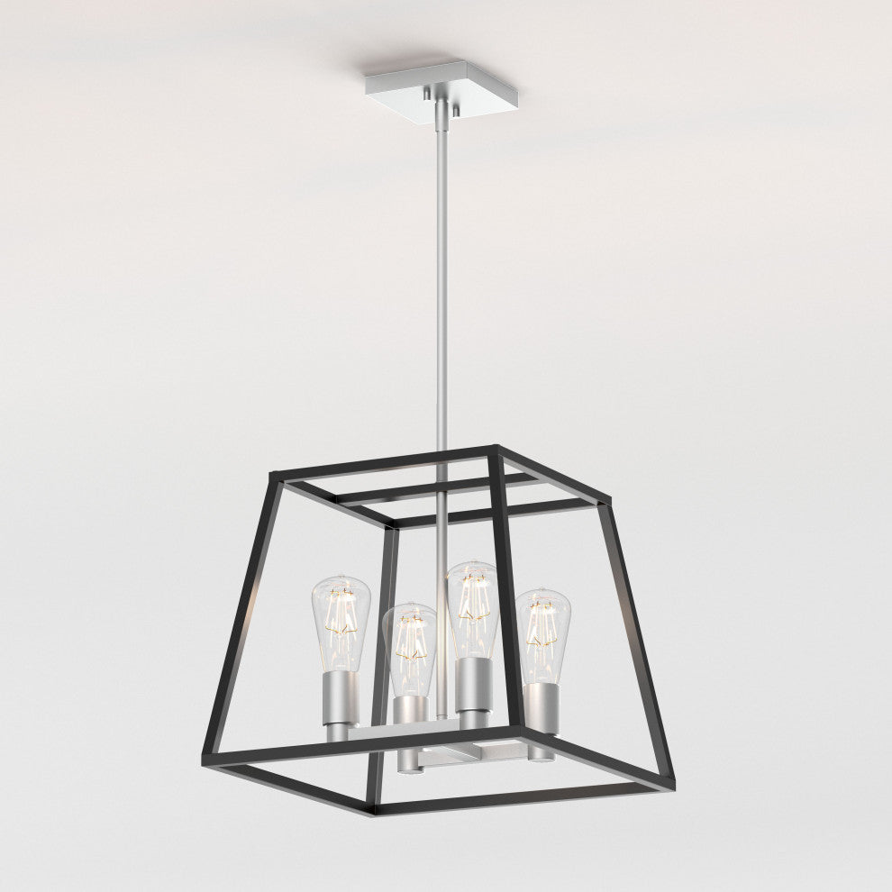 Artika Carter Square Chandelier, Silver & Black