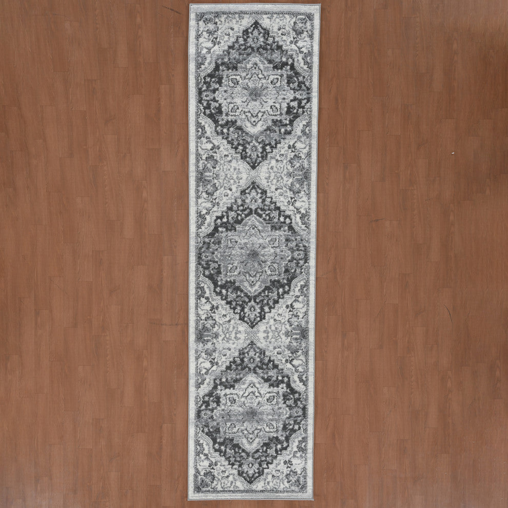 Alexandria Yana Power-Loomed Polypropylene Area Rug, Dark Gray, 2'6" X 10'3"