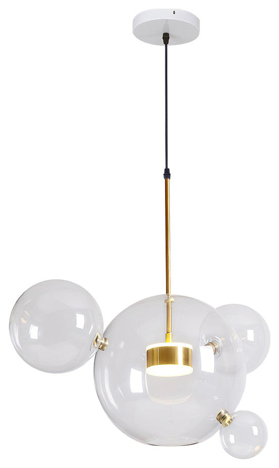 Contemporary LED Glass Globe Pendant Light, 4 Globes