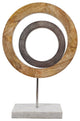 Benzara BM285571 Accent Decor, Concentric Rings, Mango Wood on a Marble Base