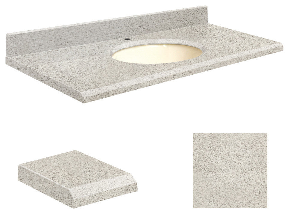 Quartz 43"x22" Vanity Top, Single Faucet Hole, Portage Pass, Biscuit Bowl