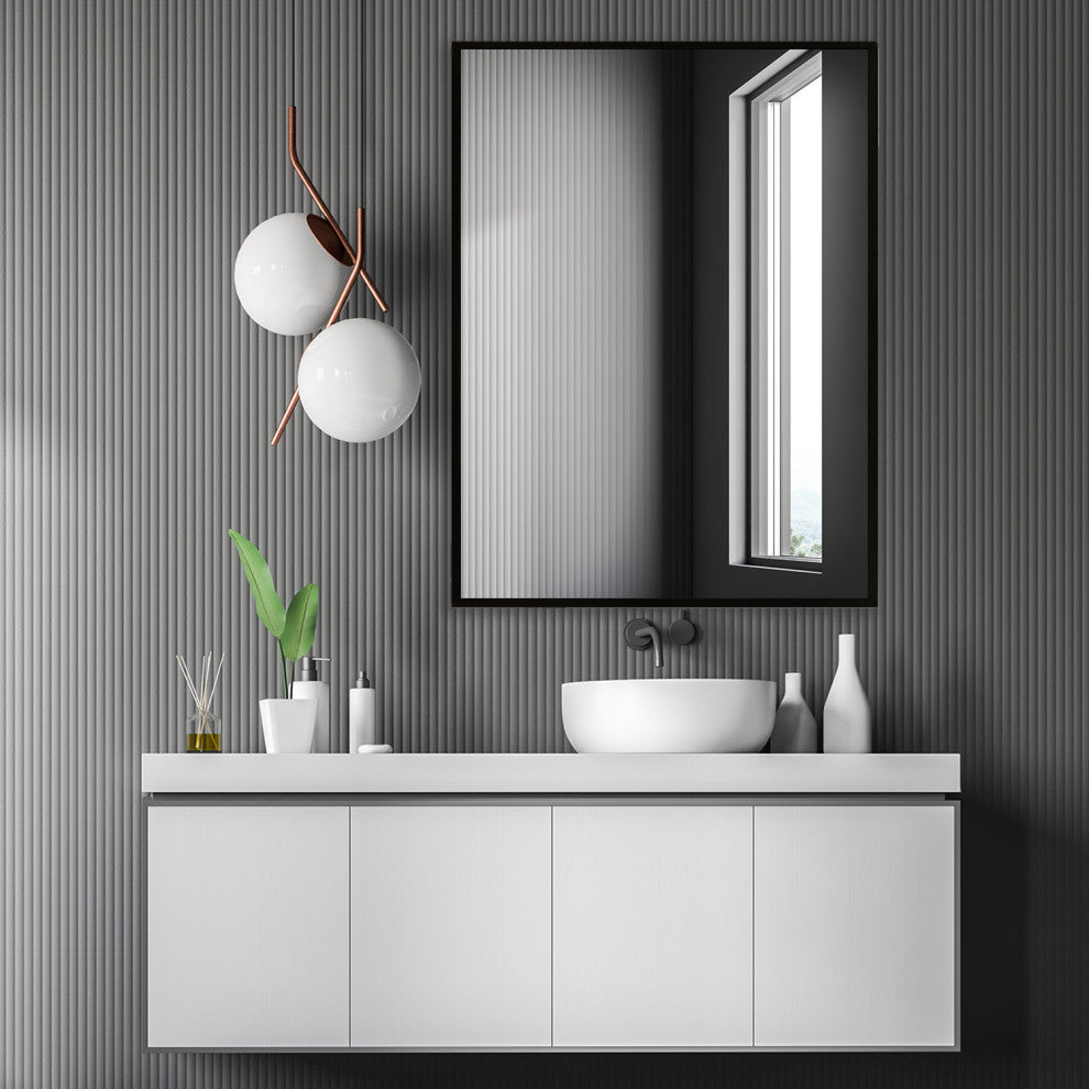 Black Aluminum Narrow Framed Mirror, 30x40
