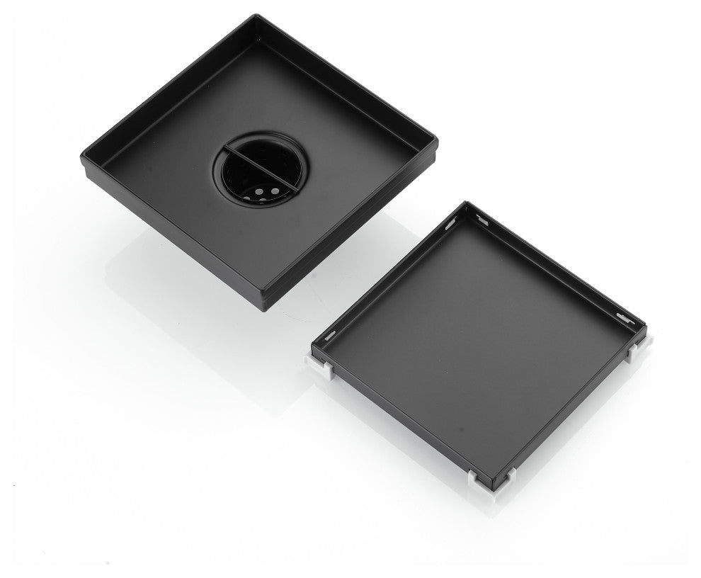 6 Inch 304 Stainless Steel Square Linear Shower Floor Drain in Matt Black