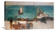 "Seascape at Berck; Fishing Boats and Fishermen" Artwork, 30" x 17"