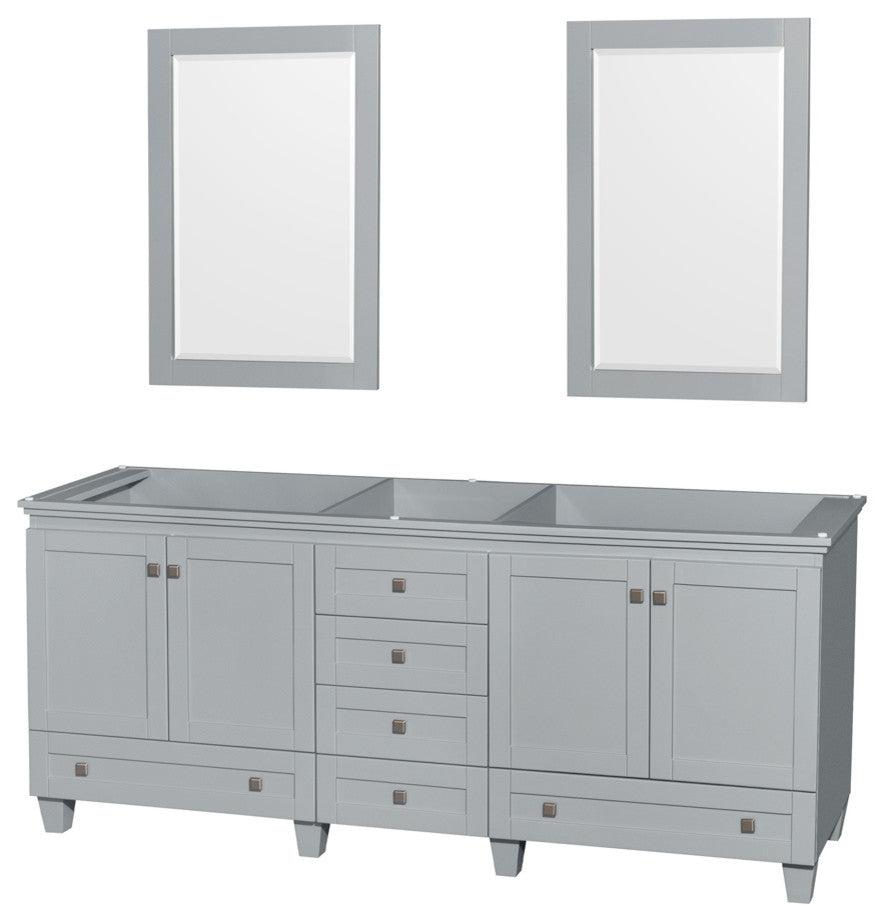 Acclaim Oyster Gray Double Vanity, 24" Mirrors, 80", No Countertop, No Sink
