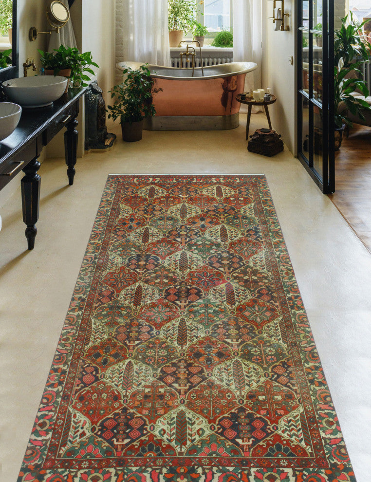 Vintage Distressed Makayla Ivory/Rust Runner, 4'7x10'0