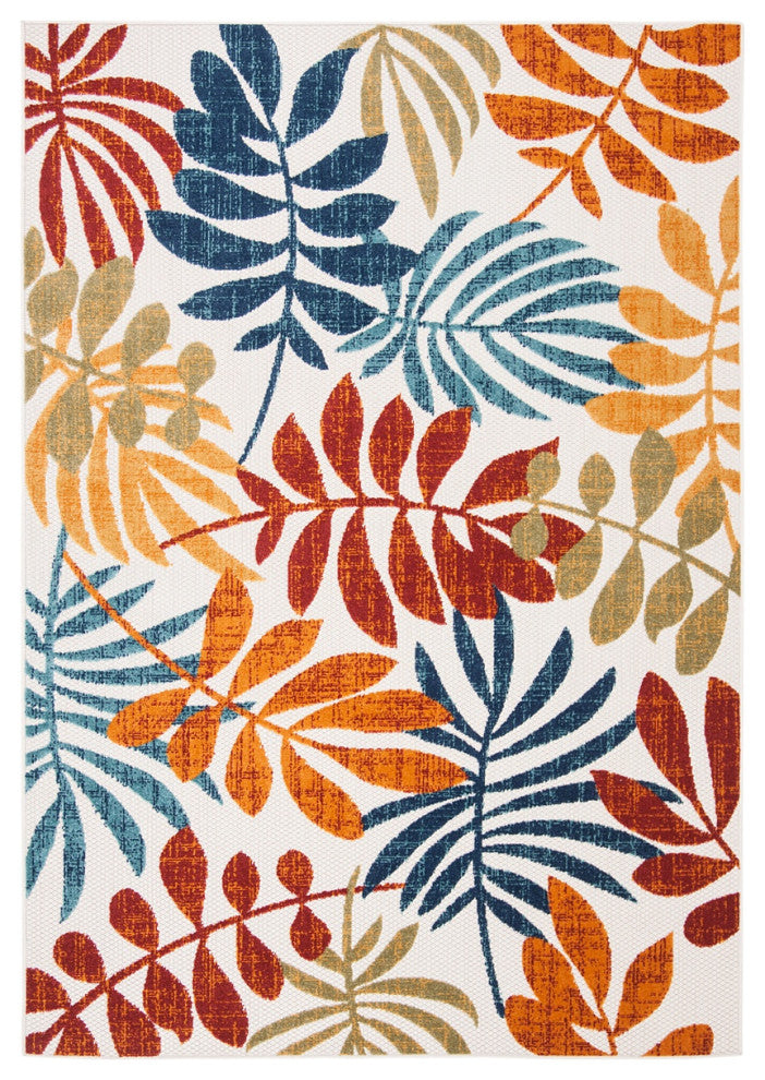 Safavieh Cabana Cbn814A Tropical Outdoor Rug, Creme/Red, 4'0"x6'0"