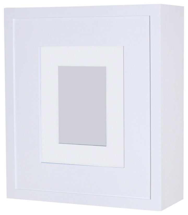 Compact Portrait Wall-Mount Picture Perfect Medicine Cabinets - 15-3/4"x13-3/4", Contemporary White