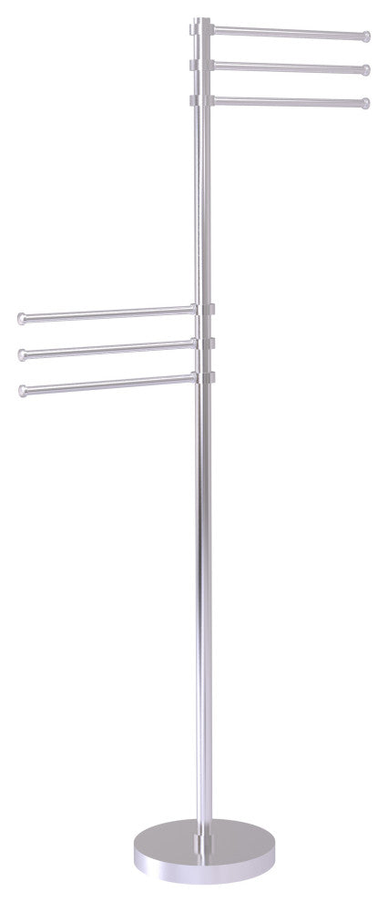 Towel Stand with 6 Pivoting 12" Arms, Satin Chrome