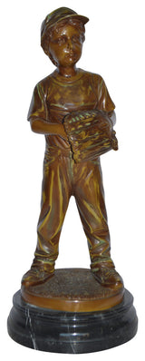 Young Baseball Pitcher Bronze Statue - Size: 12"L x 12"W x 28"H.