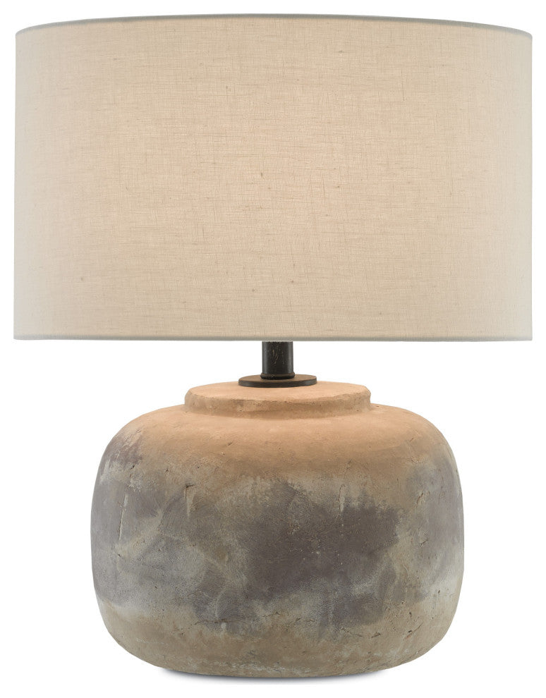 Beton 1 Light Table Lamps, Antique Earth with Light Beige Linen Shade