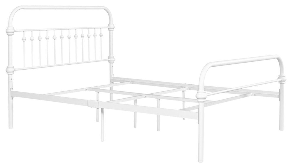 Twin/Full/Queen Wood Frame Platform Bed with Center Support Legs, White, Full