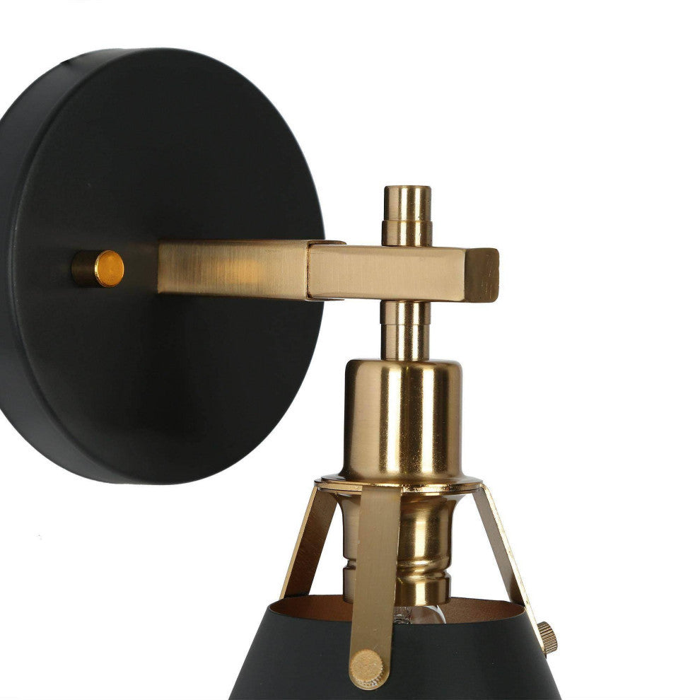 LNC Modern 1-Light Dimmable Metal Armed Wall Sconce 6"W, Black and Gold