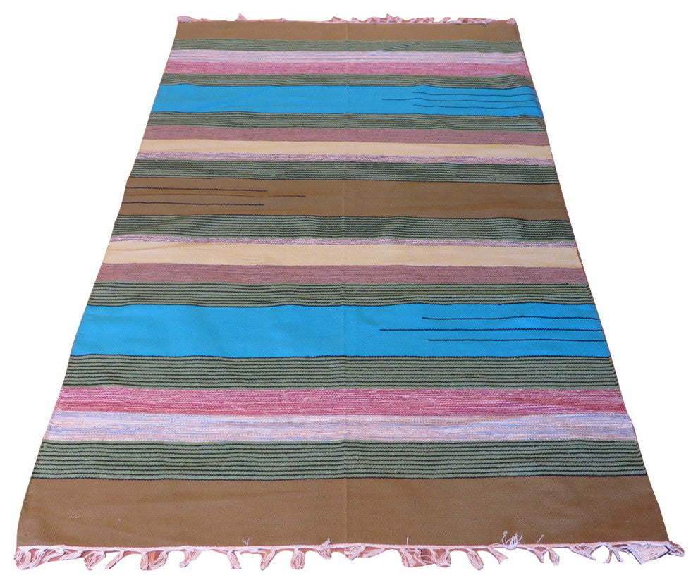 4"x6" Dhurry Kilim Flat Weave Hand-Woven Reversible Rug