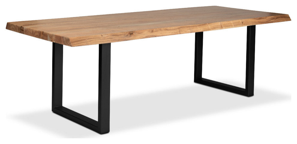 Brooks Dining Table, U Base, 40"x116", Teak Top, Black Base