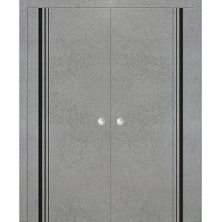 Solid French Door 36 x 96 | Planum 0011 Concrete with| Bathroom