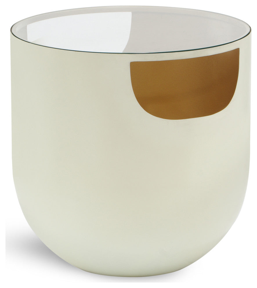 Doma End Table, Cream / Brushed Gold