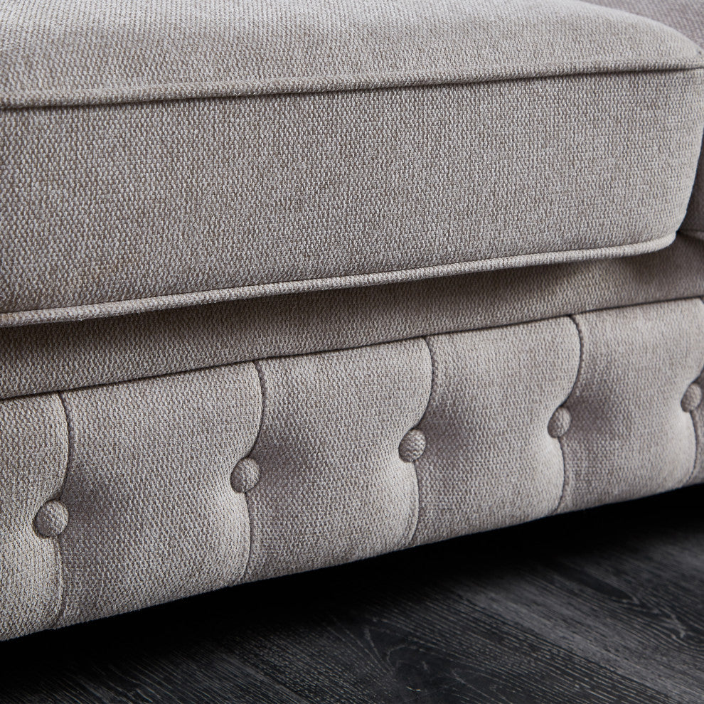 TATEUS linen fabric Chesterfield Large sofa Modern 3 Seater Couch Light Grey