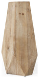 19" Natural Stain Geometric Wooden Vase