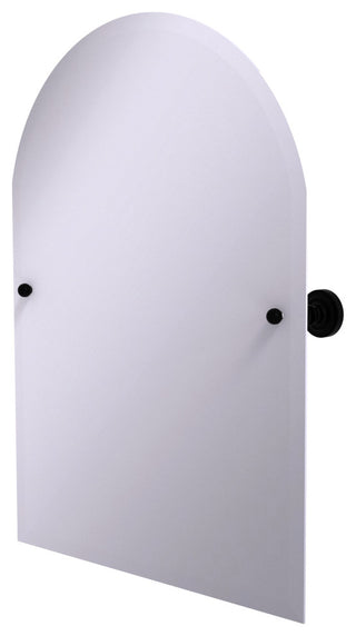 Frameless Arched Top Tilt Mirror with Beveled Edge, Matte Black