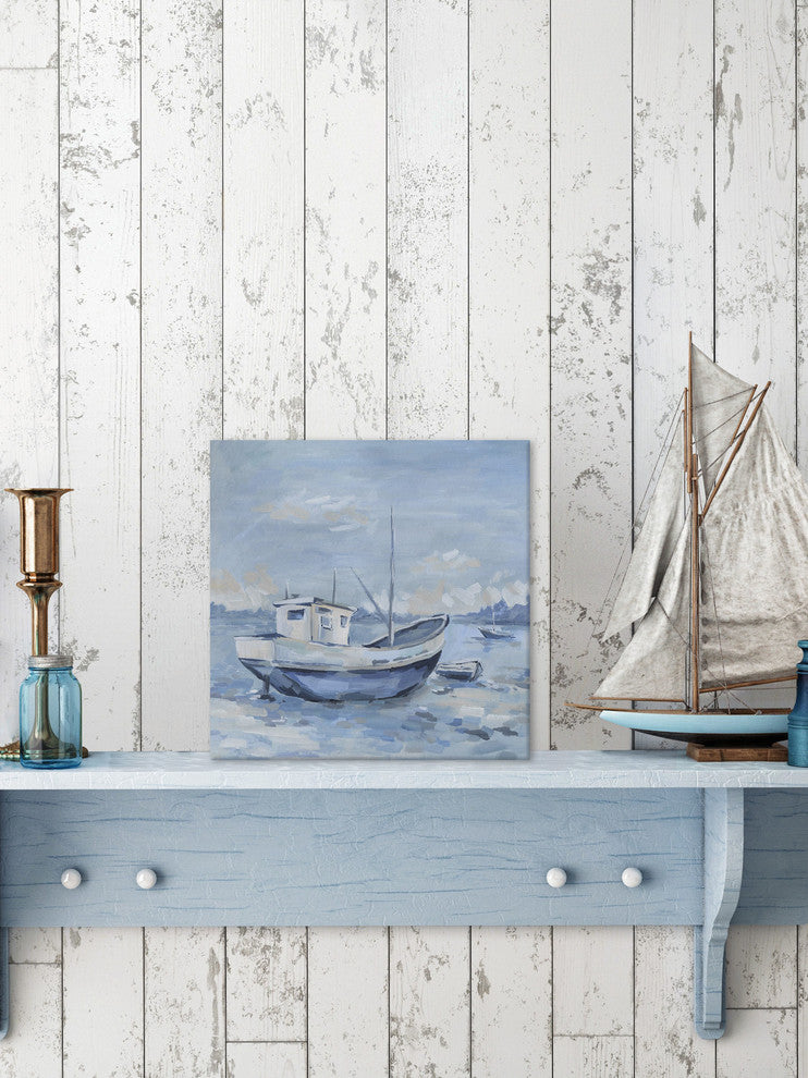 "Simple Boat" Painting Print on Wrapped Canvas, 18"x18"
