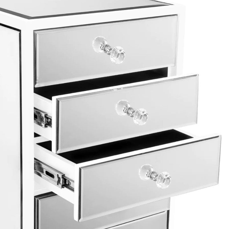 Slaystation Premium Mirrored 9 Drawers Vanity Storage Unit, White