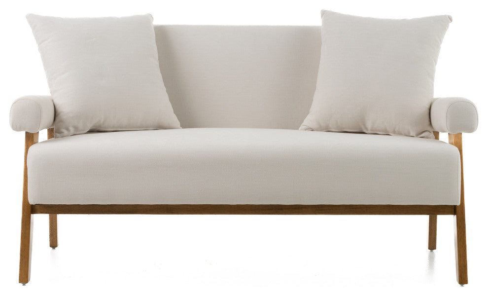 Modrest Cynthia Modern White Fabric + Wood Loveseat