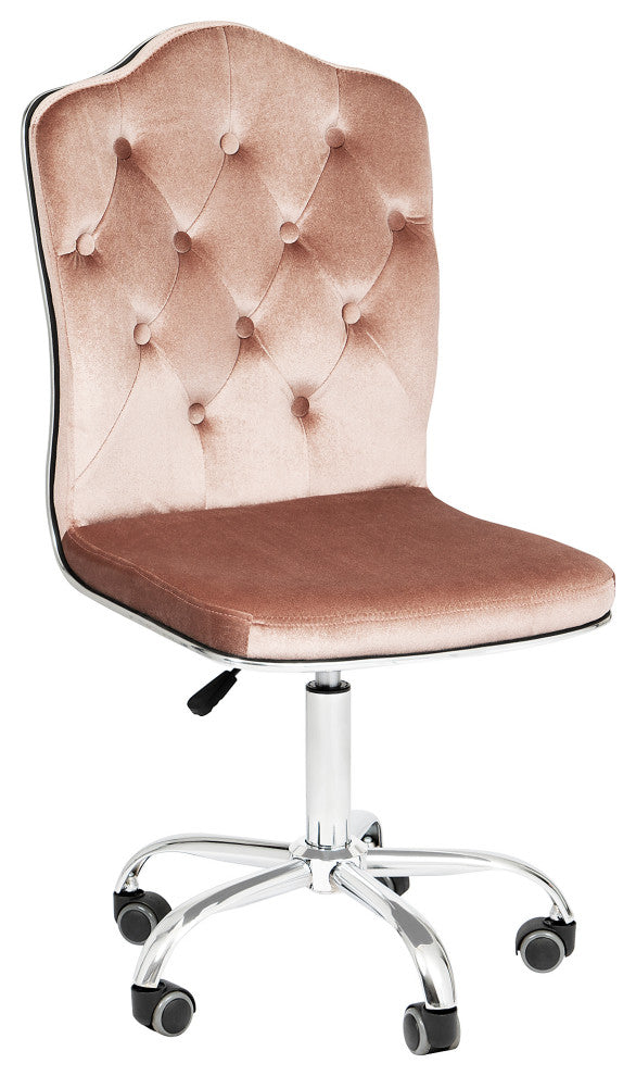 Royal Tufted Vanity Chair with 360 Degree, New Pink