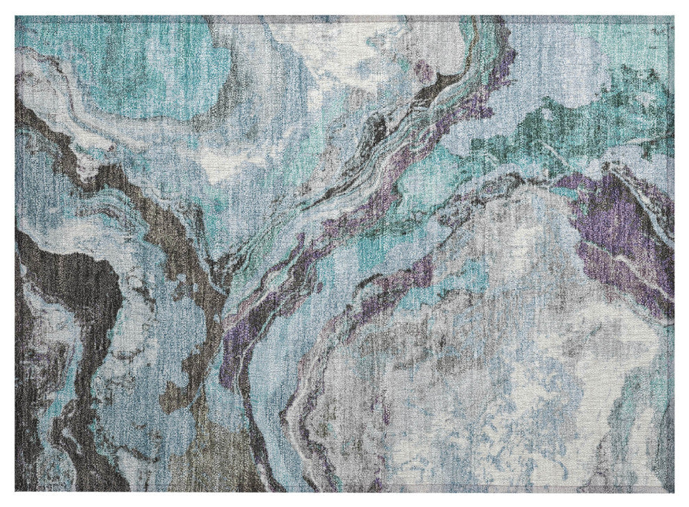 Machine Washable Indoor/Outdoor Chantille ACN1908 Teal 1'8" x 2'6" Rug