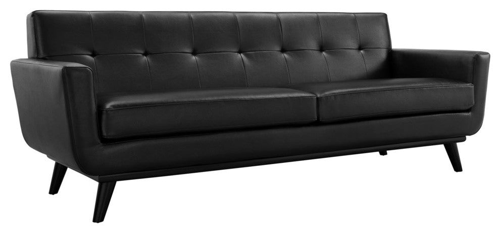 Modern Black Engage Bonded Leather Sofa