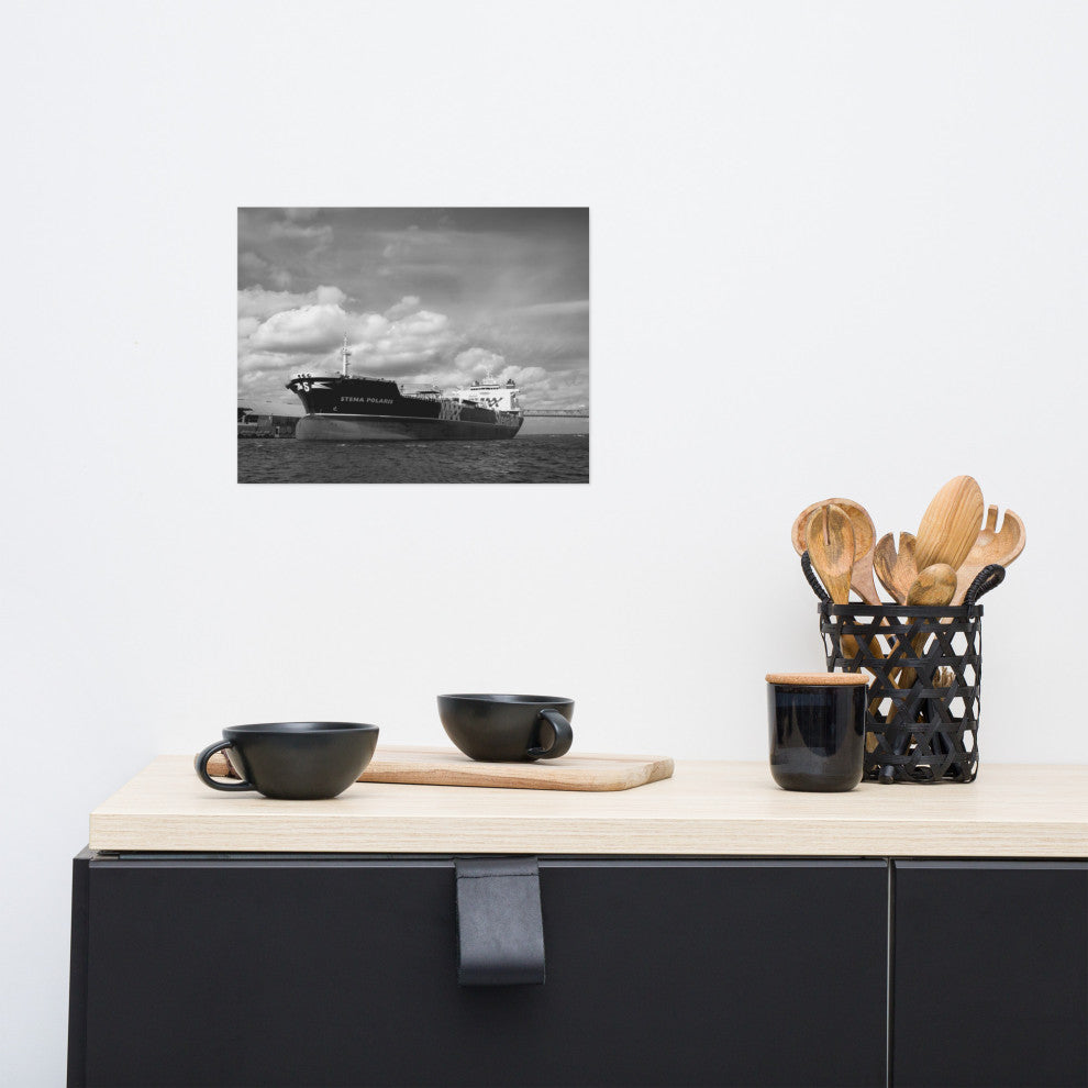 Industrial Style Wall Art: Ship St. Johns River Black & White Unframed, 11" X 14"