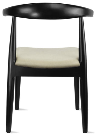Set of 2 Modern Wooden Dining Chairs, PU Leather or Beige Fabric Seat, Black/Beige, Unassembled