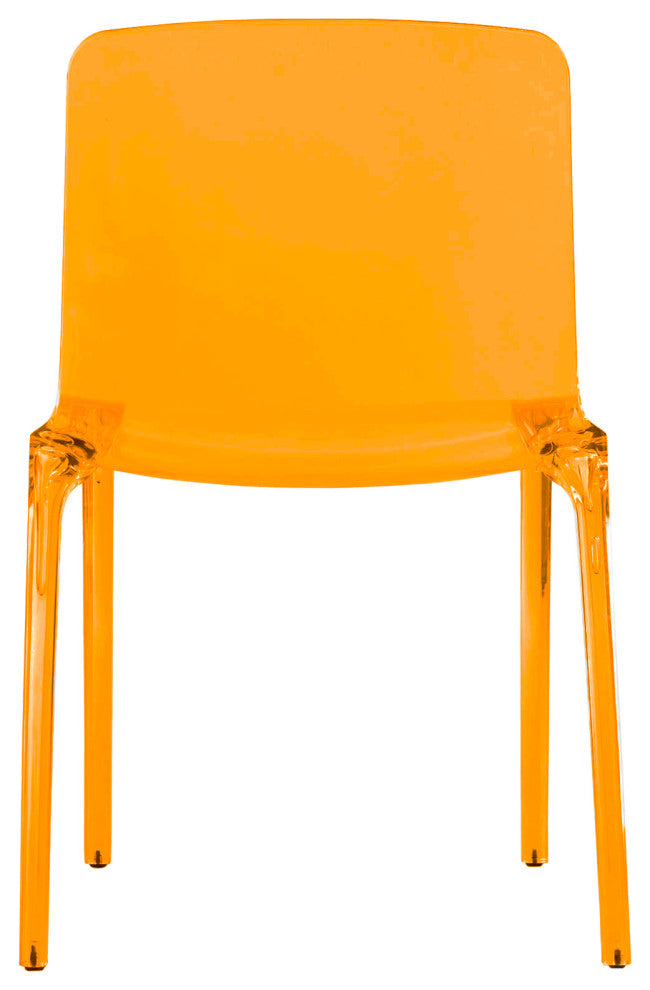 LeisureMod Murray Lucite Stackable Molded Dining Side Chair, Transparent Orange