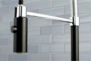 Gourmetier Single-Handle Pre-Rinse Kitchen Faucet, Matte Black/Polished Chrome