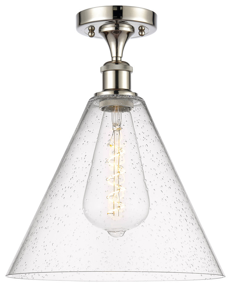 Innovations 516-1C-PN-GBC-124 1 Light Semi-Flush Mount, Polished Nickel