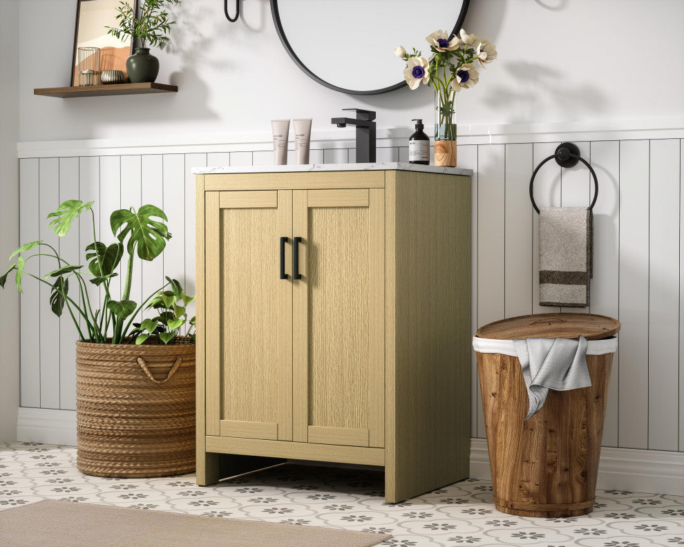 Home Living 24" Single Bathroom Vanity, Honey Brown