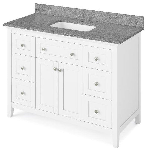 Chatham Traditional 48" White Single Sink Vanity, Steel Grey Cultured Marble Van