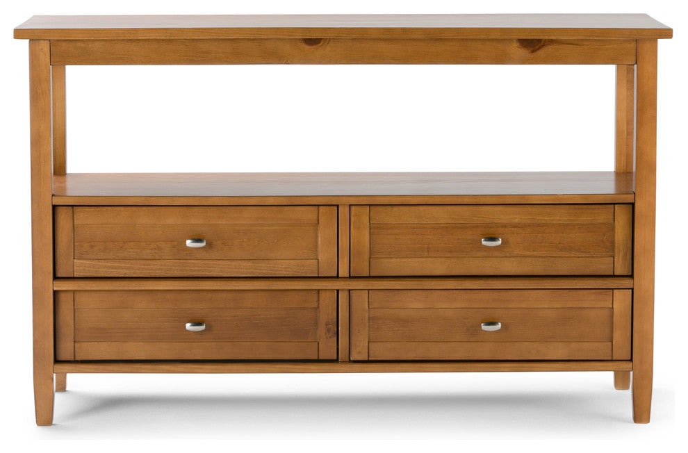 Warm Shaker Solid Wood 48 Inch Wide Console Sofa Table In Light Golden Brown