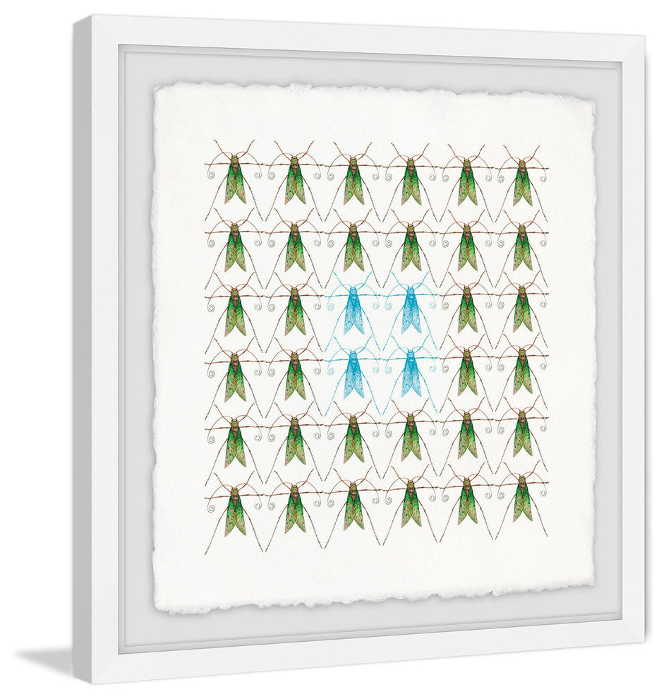 "Flies in Rows" Framed Painting Print, 12"x12"