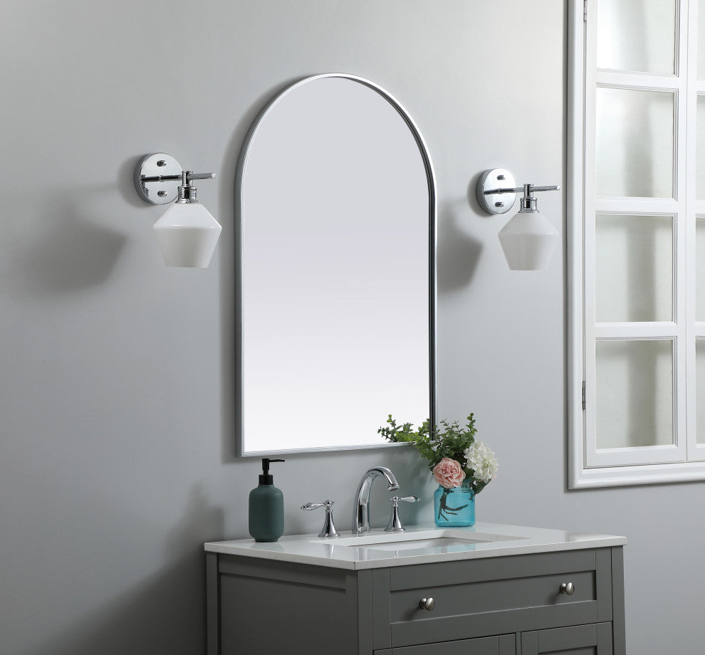 Metal Frame Arch Mirror 24X36 Inch, Silver