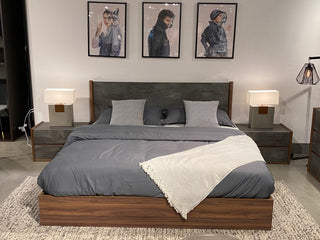 Nova Domus Rado Modern Walnut and Volcanic Slate Bed, Queen