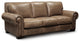 Valencia 100% Top Grain Hand Antiqued Leather Traditional Sofa, Taupe