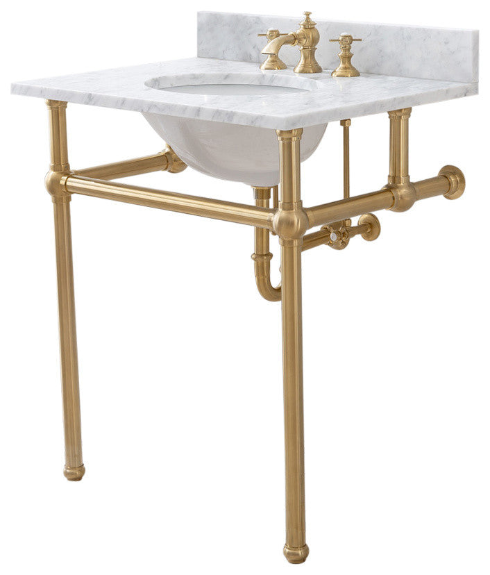Embassy 30" Wash Stand Set, Gold, Satin Brass F2-0013 Faucet