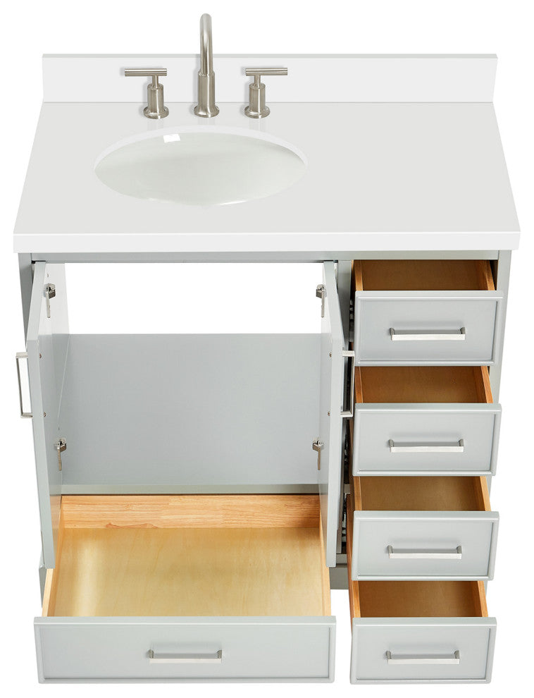 Ariel Stafford 37" Single Left Offset Oval Sink Bathroom Vanity