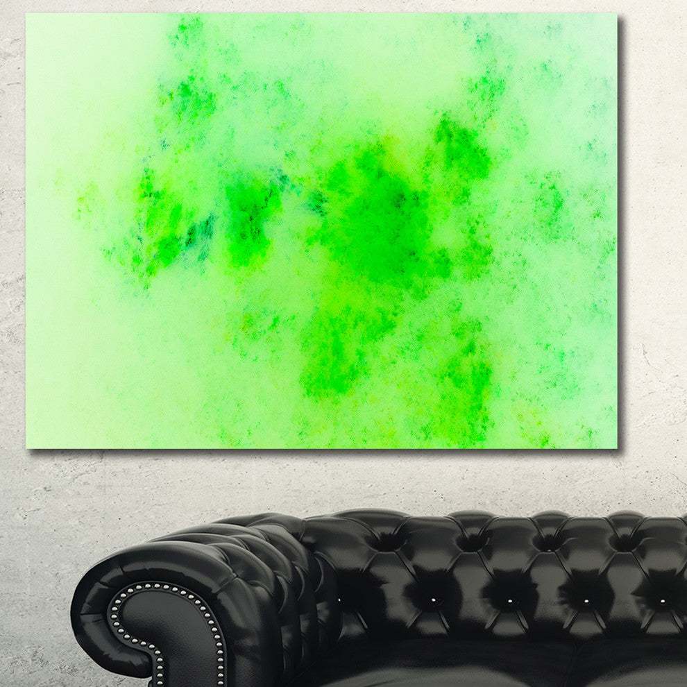 Bright Green Starry Fractal Sky, Oversized Abstract Canvas Art Print, 60x40