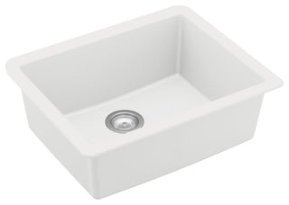 Karran QU-820 Undermount 24.38, Single Bowl Quartz Sink Kit, White