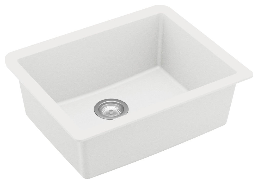 Karran QU-820 Undermount 24.38, Single Bowl Quartz Sink Kit, White