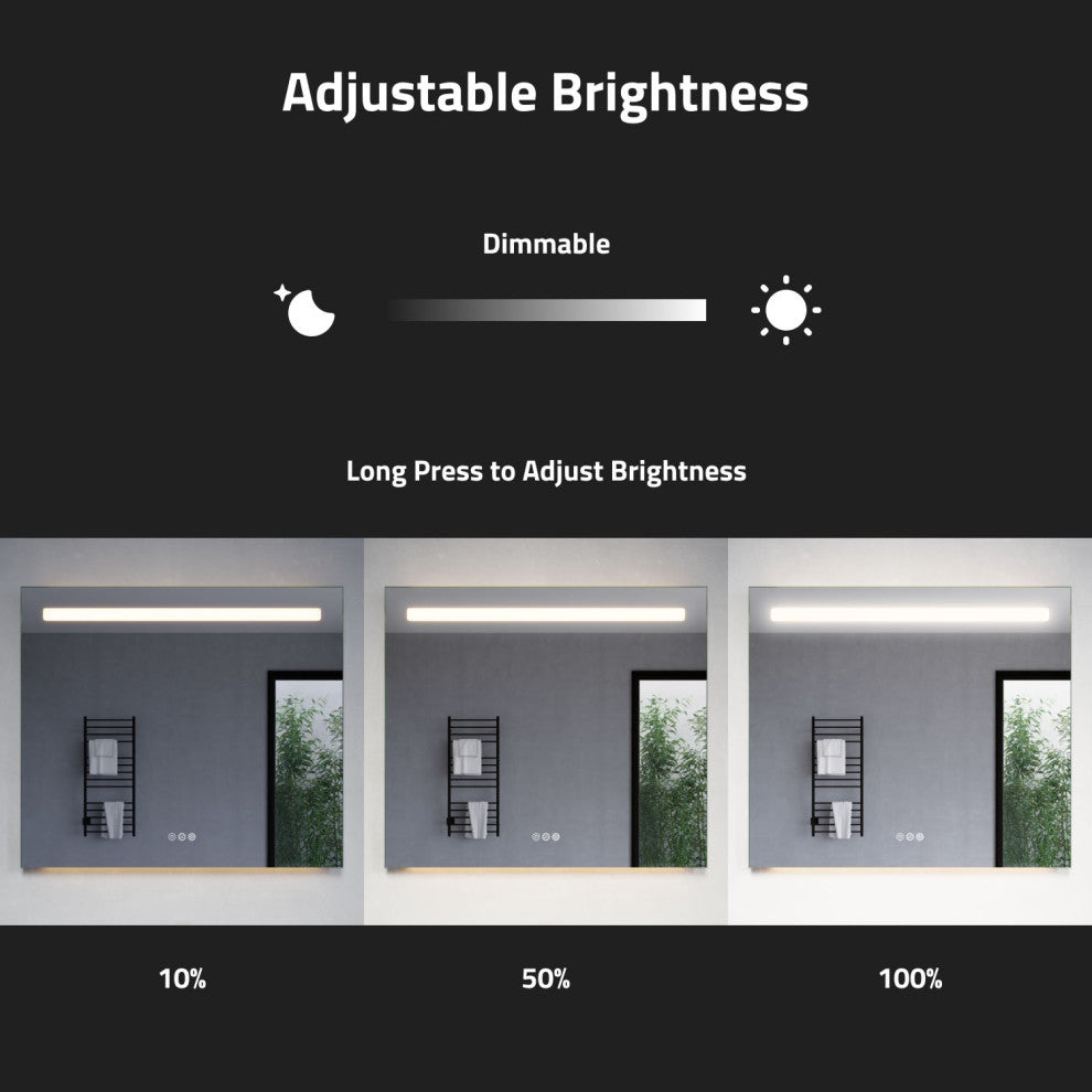 ANZZI 28" x 32" LED Front/Top/Bottom Light Bathroom Mirror With Defogger
