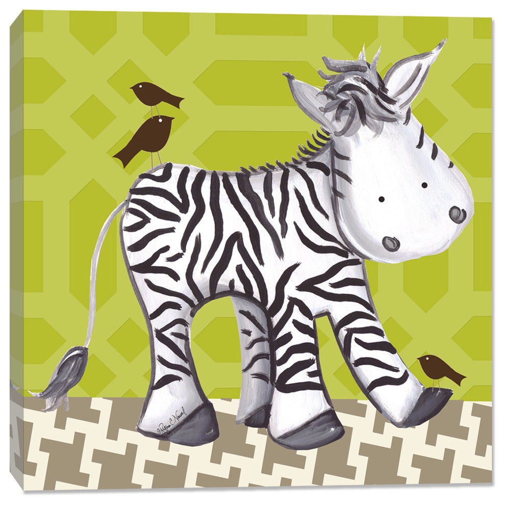 Zach Zebra - Green, Green, Stretched Canvas