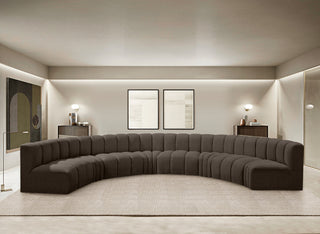 Arc Boucle Fabric Upholstered 8-Pc. Inward Curved Modular Sectional, Brown